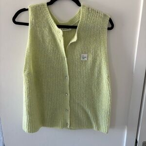 American Vintage cardigan vest in lime melange